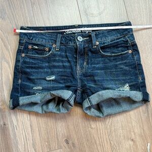 American Eagle Outfitters Dark Indigo Rolled Hem Jean Shorts